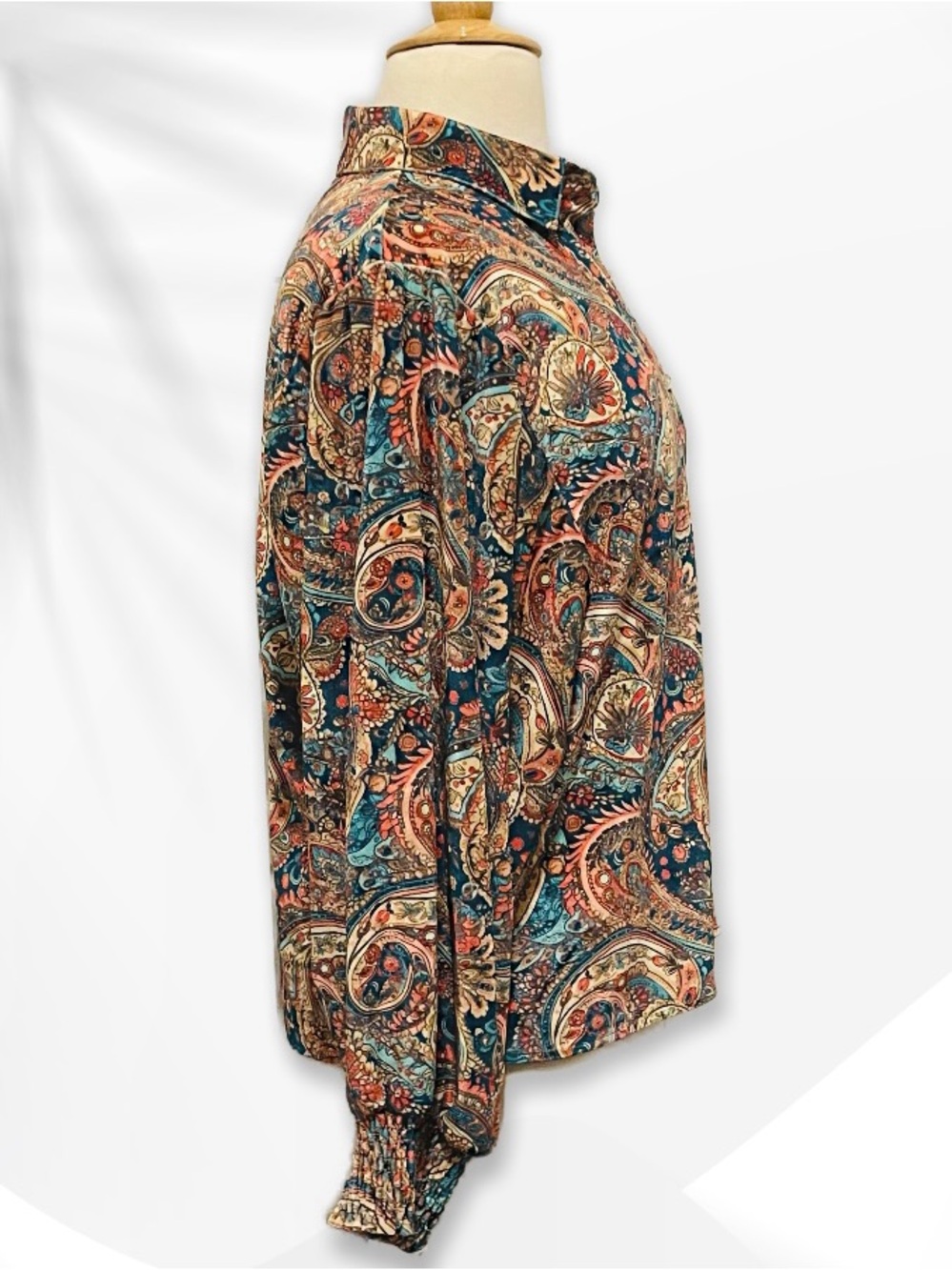 Paisley Print Velour Blouse XL - Picture 5 of 16